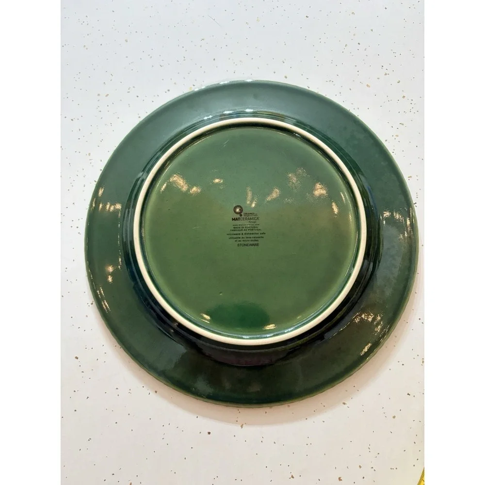 Matceramica Perola green ceramic Dinner Plate with beaded edges 11